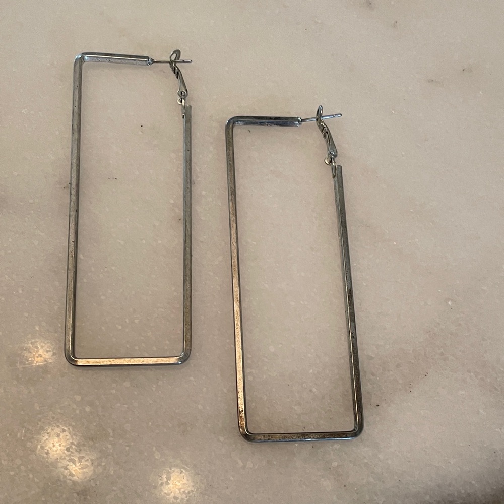 Large Silver Brutalist Earrings